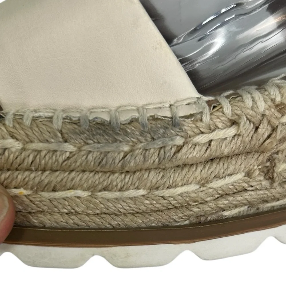 ESPRIT Katalina Off White Espadrille Platform Wedge Slide Sandals Womens SZ 7.5